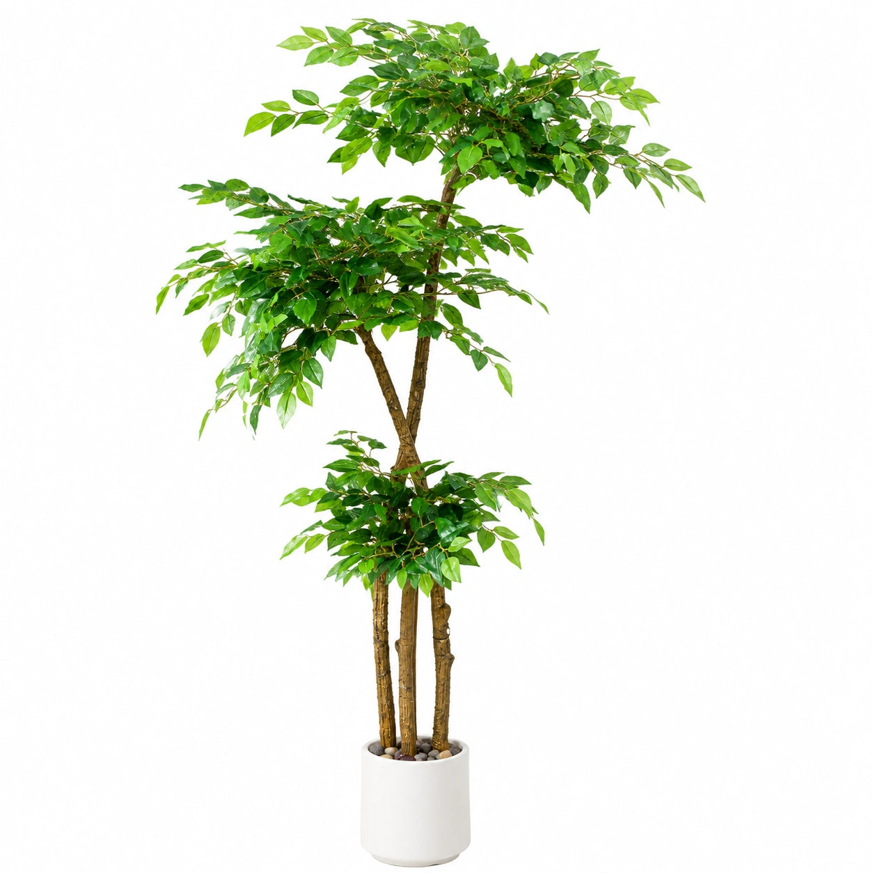 Pianta Artificiale Ficus Benjamina con Vaso in Ceramica Verde