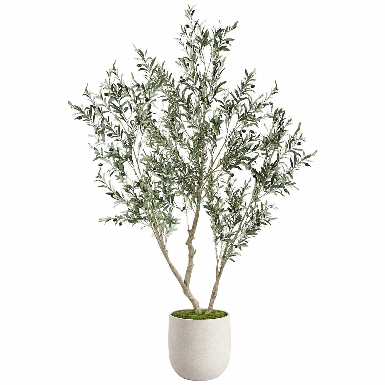 Albero di Ulivo Artificiale 150 cm con Vaso Decorativo in Colore Verde