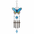 Campanella a Vento Decorativa Farfalla Blu con Cristalli