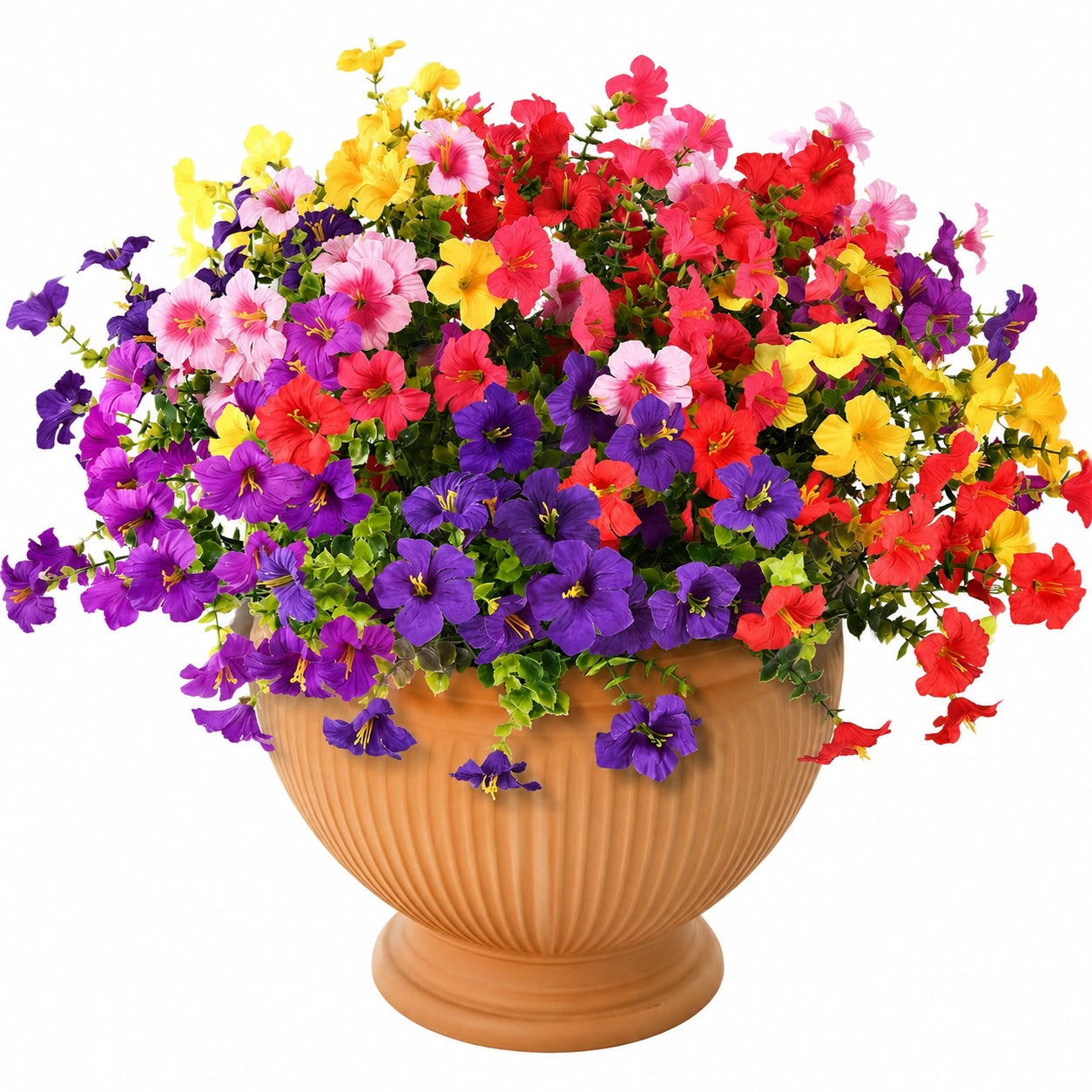 Fiori Artificiali Multicolori in Vaso Decorativo per Interni