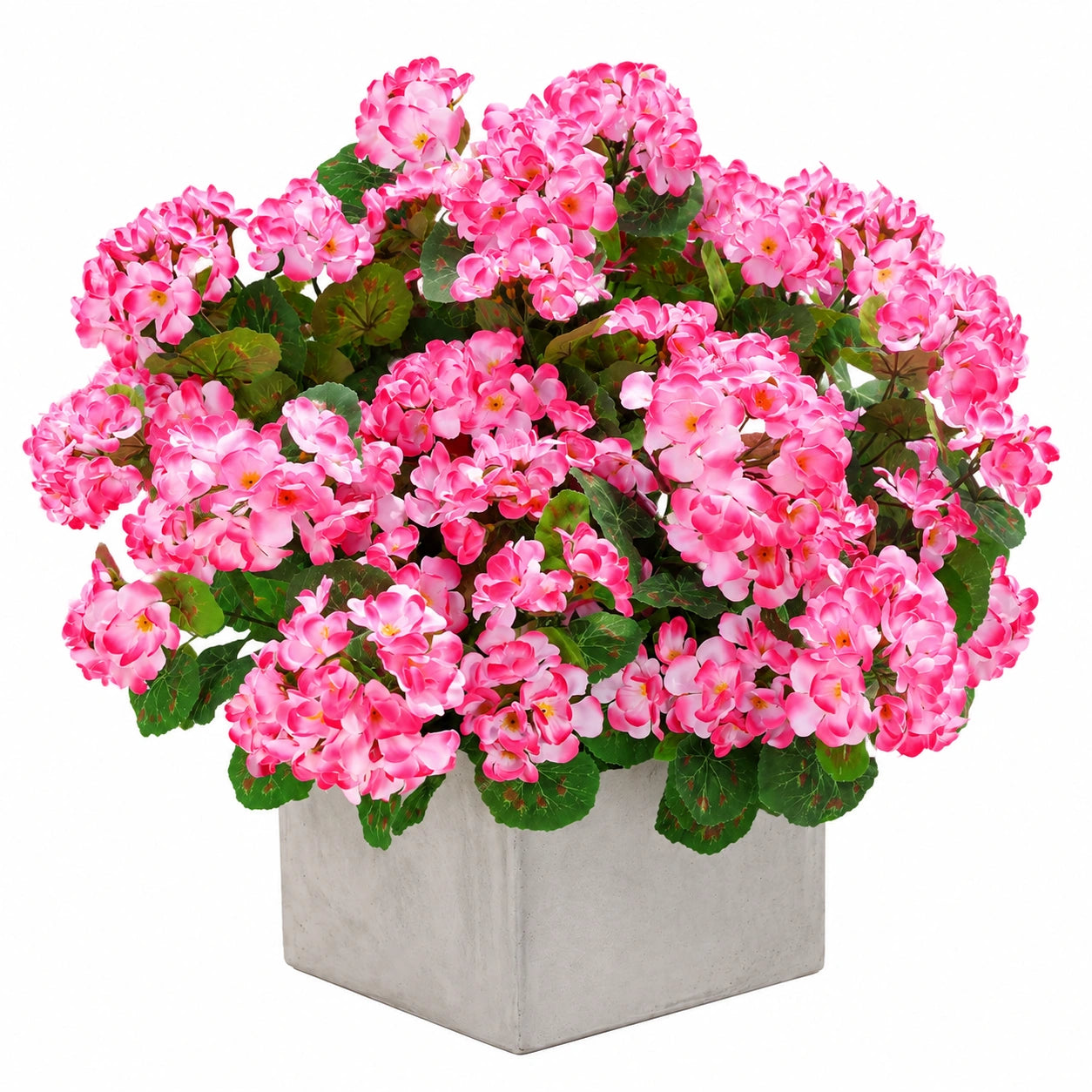 Pianta Artificiale di Begonia Rosa in Vaso di Cemento