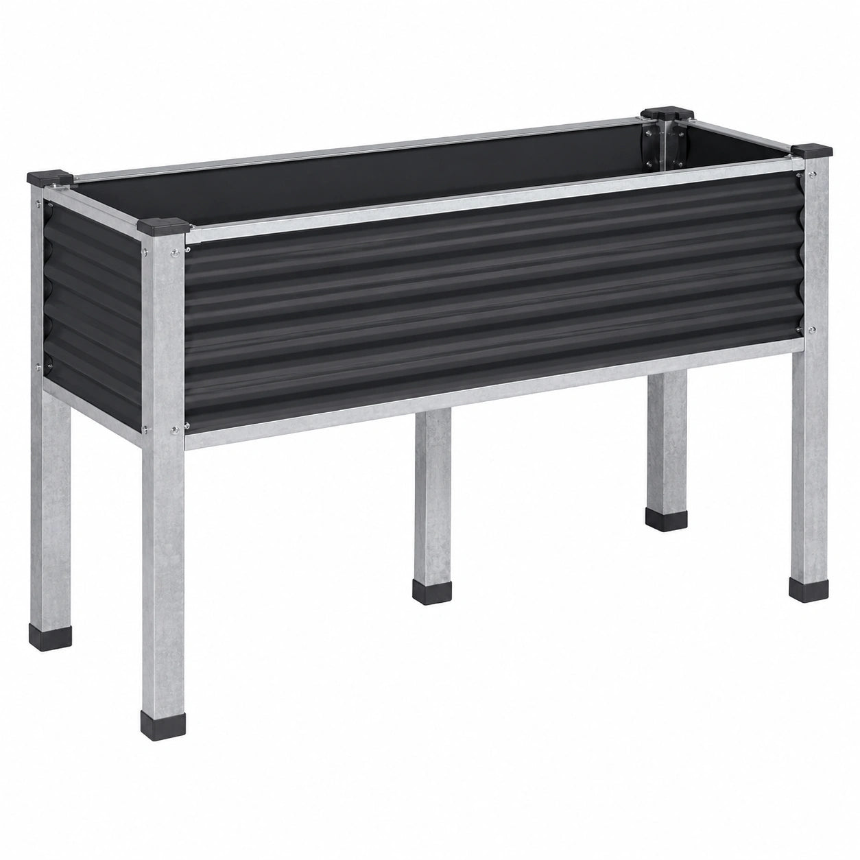 Fioriera Rialzata in Metallo da Esterno, Colore Nero, 100x40x80 cm