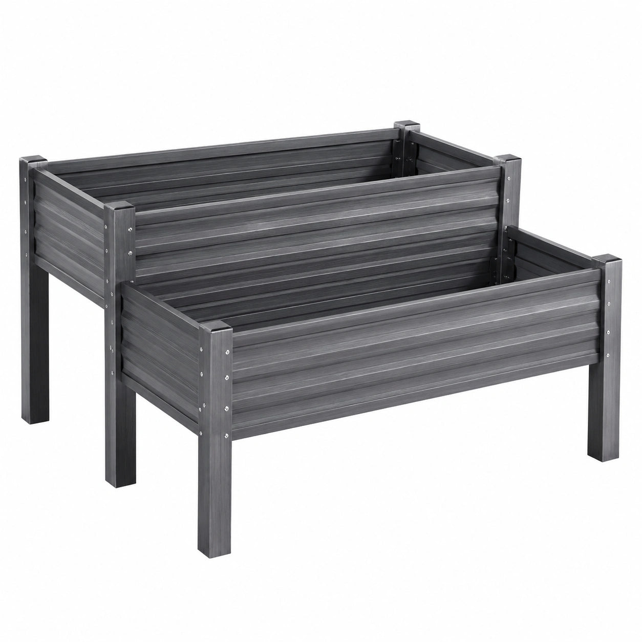 Fioriera Rialzata in Metallo Grigio per Giardino