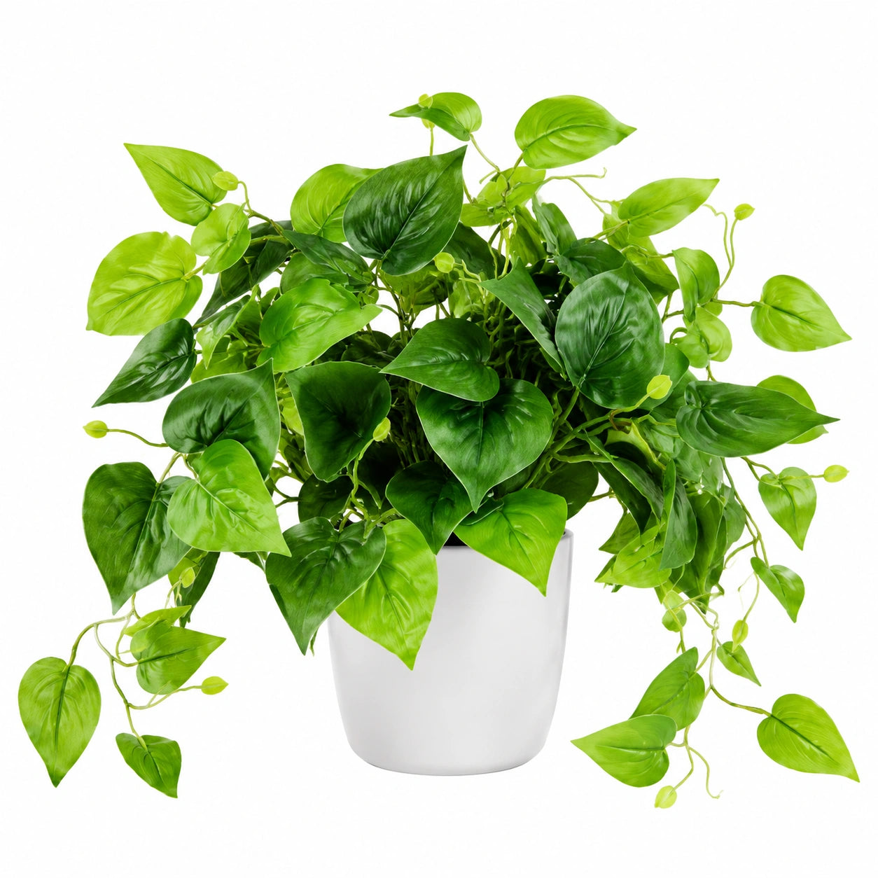 Pianta Artificiale da Interni con Foglie Verdi in Vaso Bianco