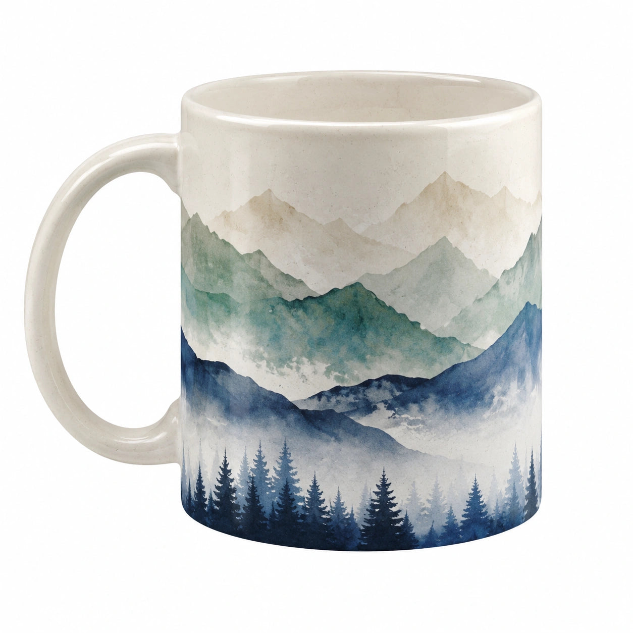 Tazza in Ceramica con Design Montagne Stile Acquerello