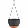 Vaso Sospeso Nero e Terracotta con Catena di Sospensione