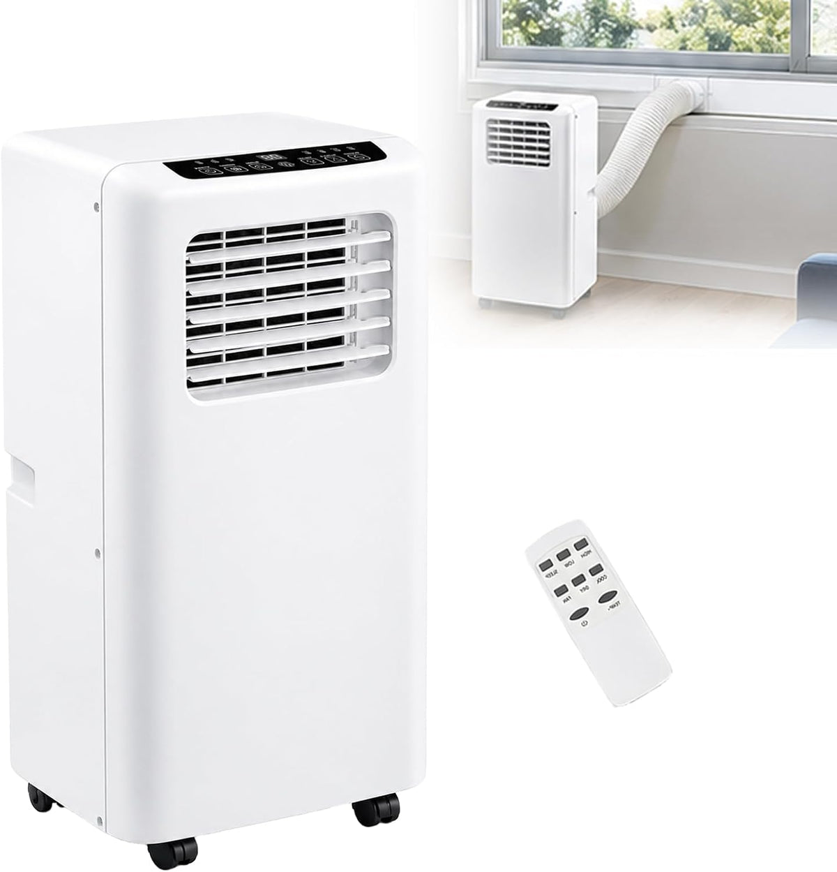 Klimatyzator przenośny, eQianyuan, 5000 BTU, 3 W, 330 × 280 × 680 mm, Biały, 3 w 1