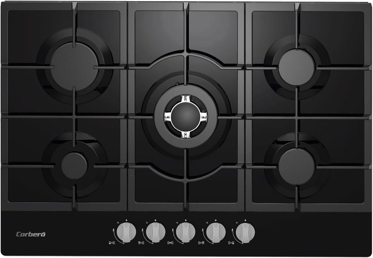 CORBERO, Płyta grzewcza, CPCGM5F5026N, 75 cm, 8,5 kW, Czarny, automatyczne wyłączanie