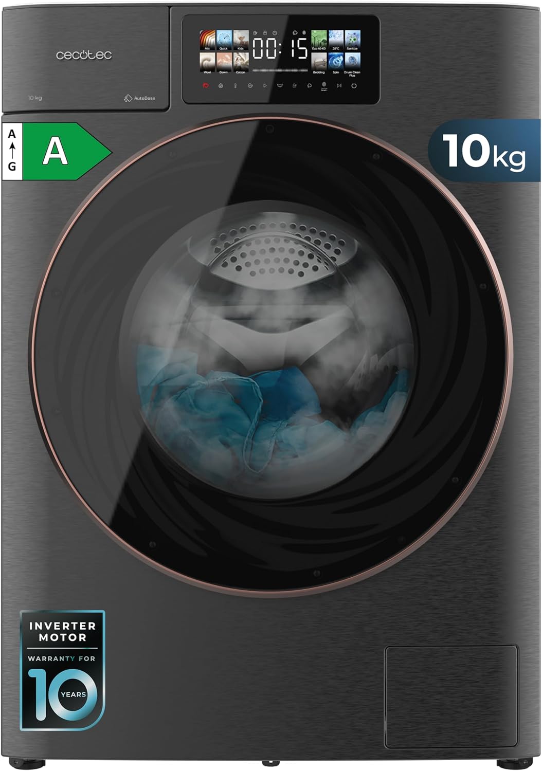 Pralka, Cecotec, 6 Kg, 52 cm, Czarny