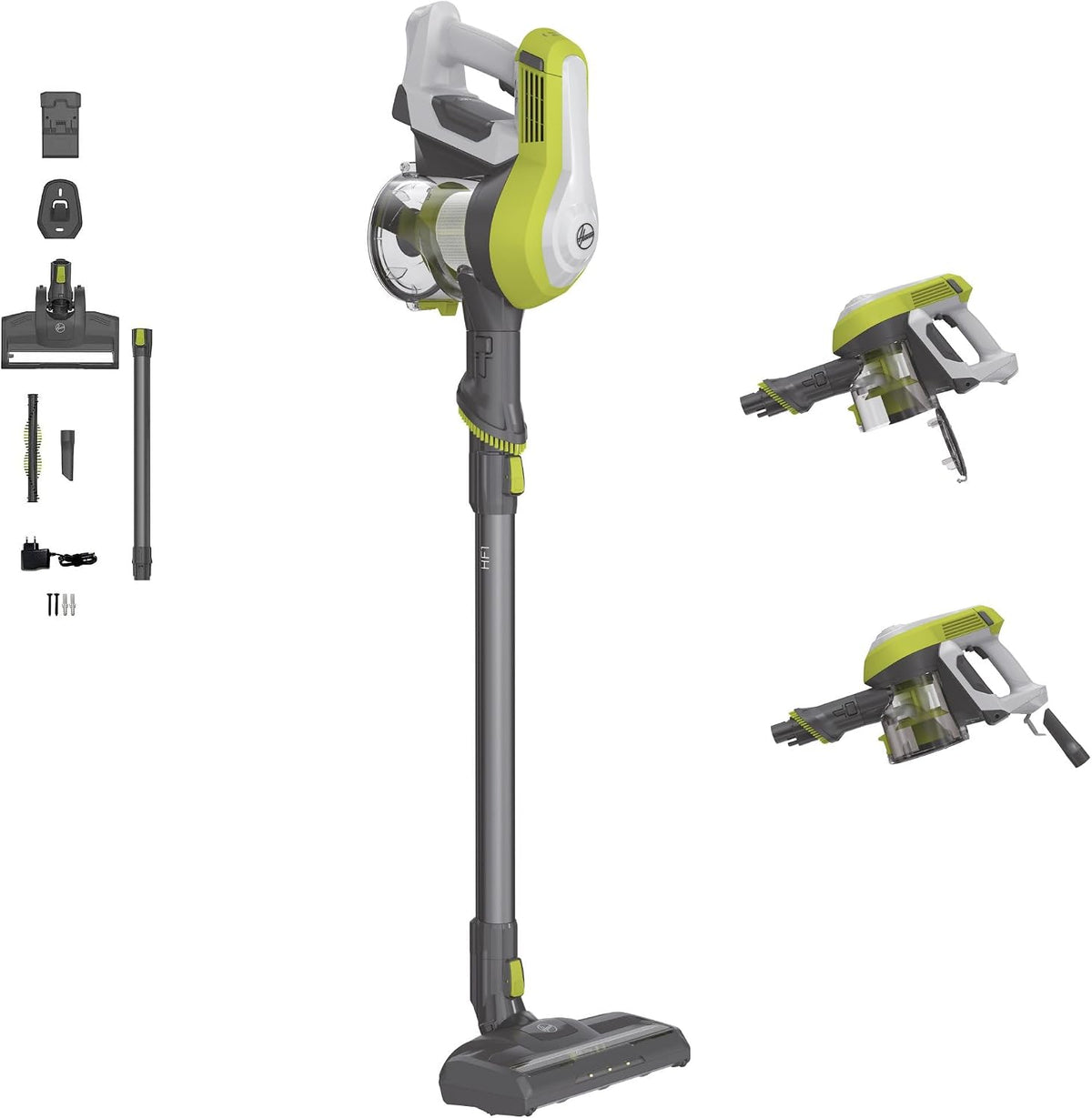 Hoover, Odkurzacz pionowy, HF110H, 9 l, 22 V, Czarny, oświetlenie LED, praca bezprzewodowa