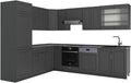 Vicco, Kuchnia narożna, 287 x 60 cm, 349.2 kg, Antracyt, MDF, regulowana wysokość
