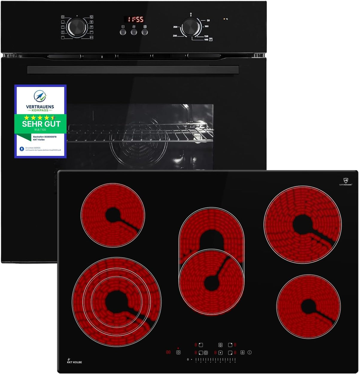 KKT KOLBE, Piekarnik do zabudowy, BO8005FB, 60 cm, 1200 W, Czarny, funkcja grilla