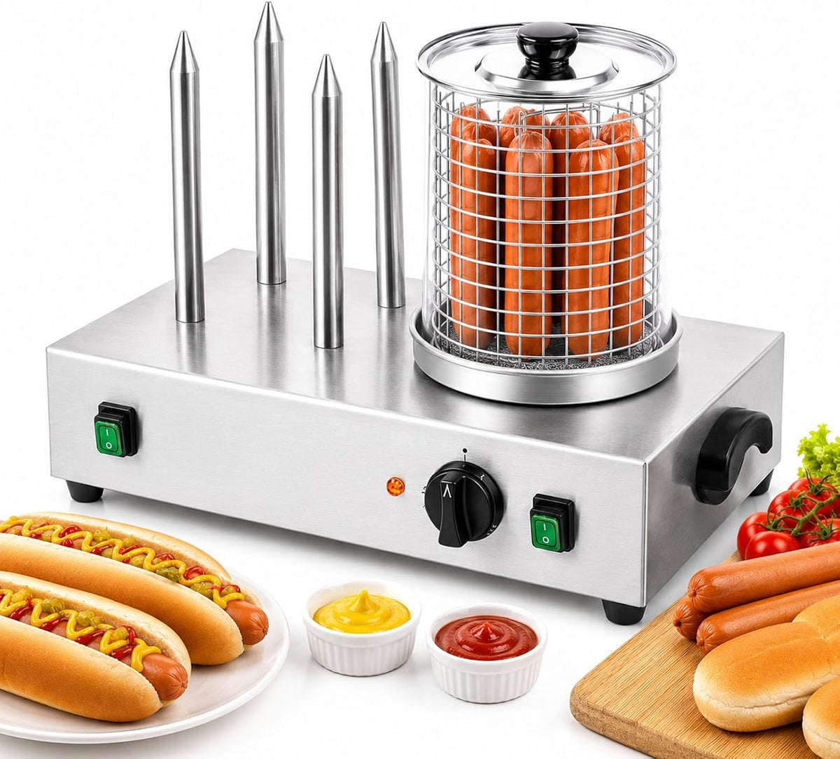 Aparatura do hot dogów, Srebrny, stal nierdzewna