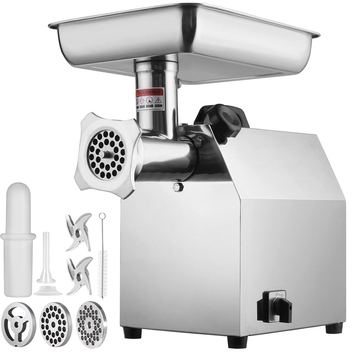 Maszynka do mielenia mięsa, VEVOR, 1100 W, 180 kg, 270 x 270 x 70 mm, Srebrny