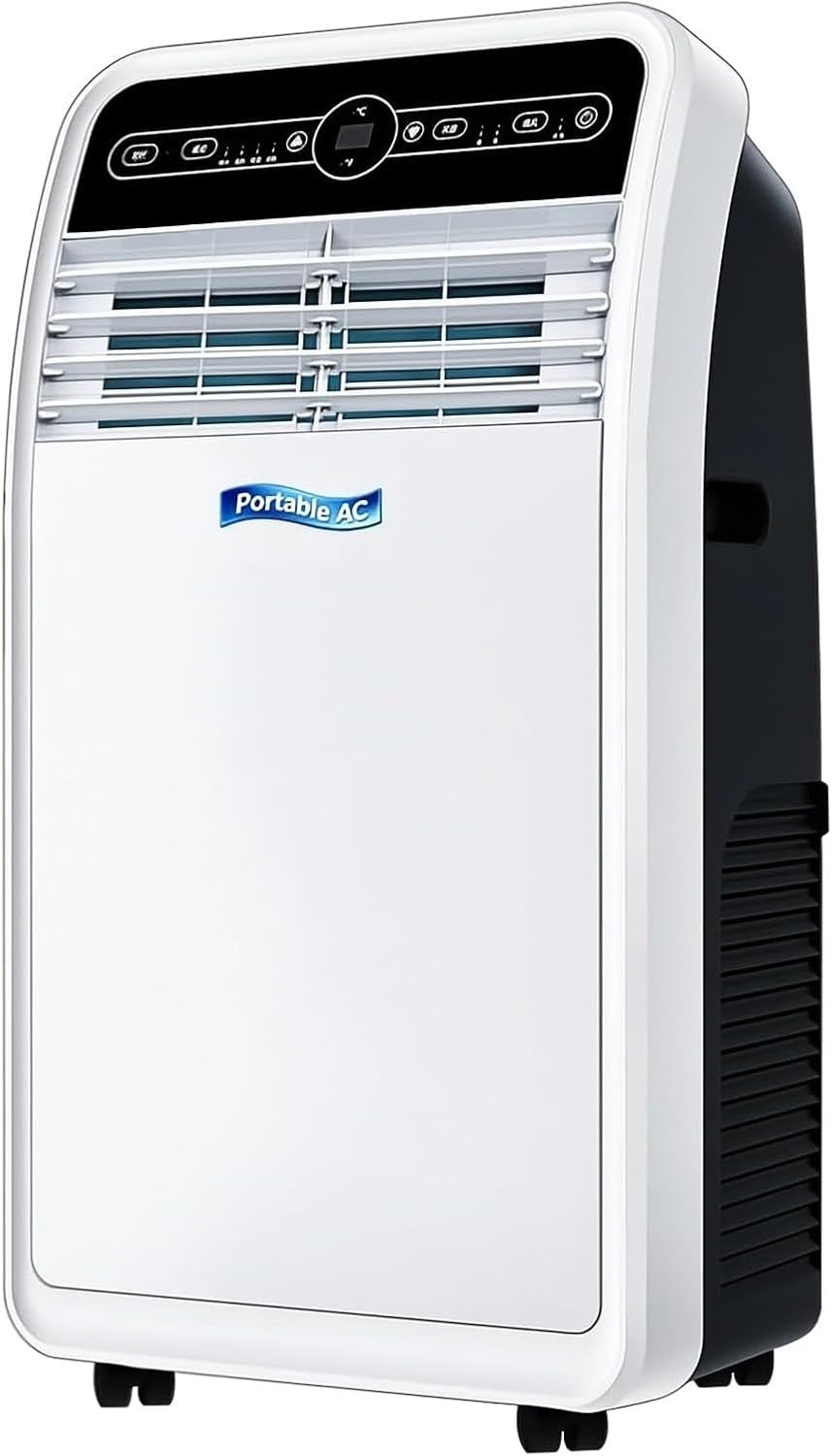 HUANQIN, Klimatyzator, 33 m, 3 W, 9000 BTU, Biały, oświetlenie LED, pilot zdalnego sterowania, 3 w 1