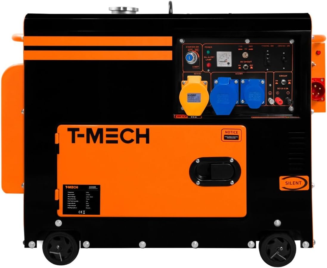 Agregatory, T-Mech, 230 V, 6500 W, Czarny/Pomarańczowy