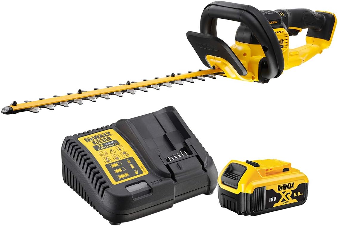 Nożyce do żywopłotu, DCMHT563P1-QW, DEWALT, 18 V, 5 Ah, 55 cm, Żółty/Czarny