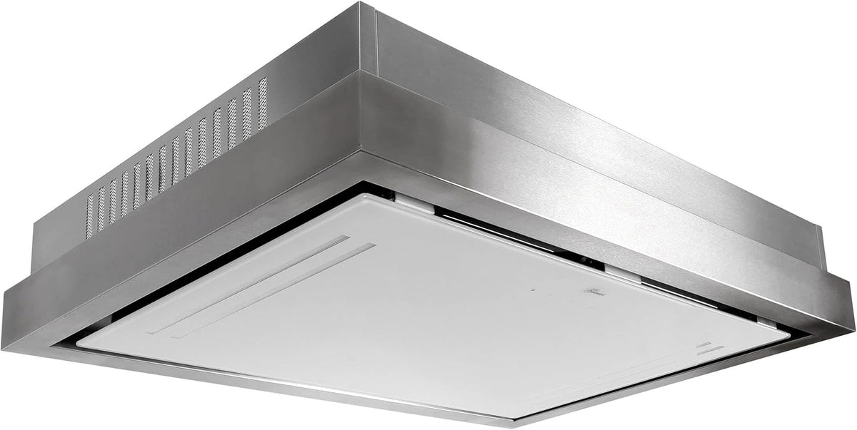 Gurari, Okap kuchenny, 90 cm, 90 WH, Biały / Srebrny, stal nierdzewna, oświetlenie LED