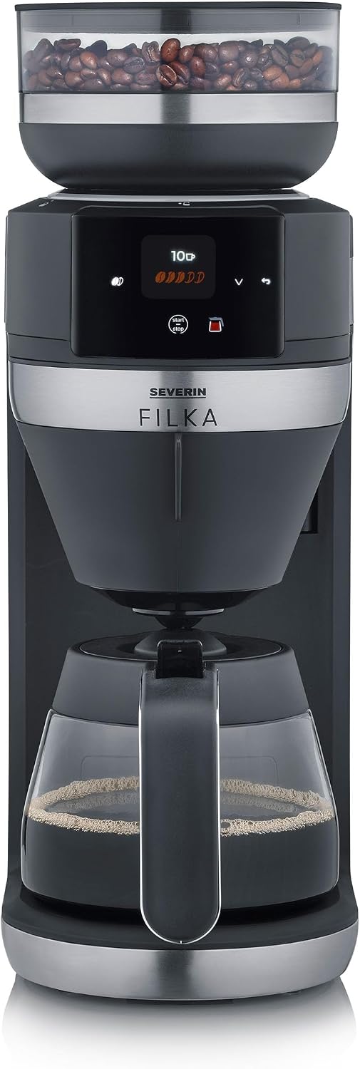 SEVERIN, Ekspres do kawy, 5 W, 350 ml, Czarny/Stal Nierdzewna, oświetlenie LED, 5 w 1