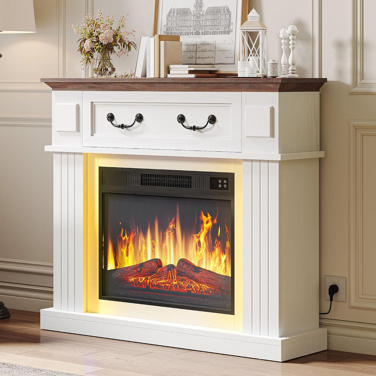 Kominek elektryczny, 0.5-6H, YITAHOME, 2000 W, 58,4 x 13 x 43,6 cm, 5,5 KG, Czarny, MDF, oświetlenie LED, pilot zdalnego sterowania