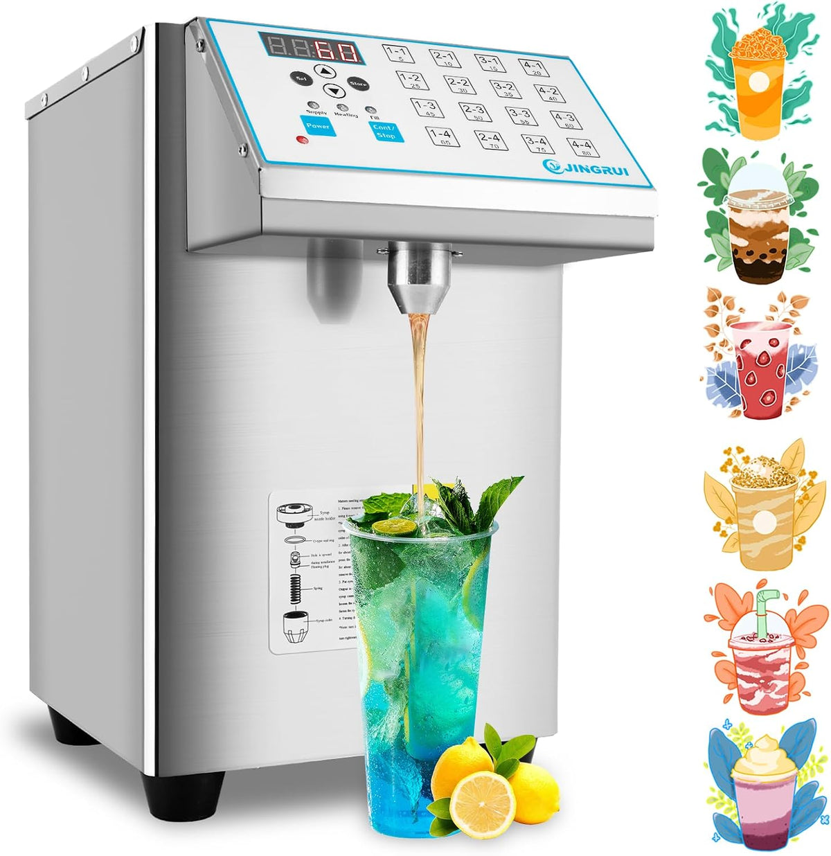 YJINGRUI, Syrop i dozowniki miodu, 8.5 l, 220 V, Srebrny, stal nierdzewna