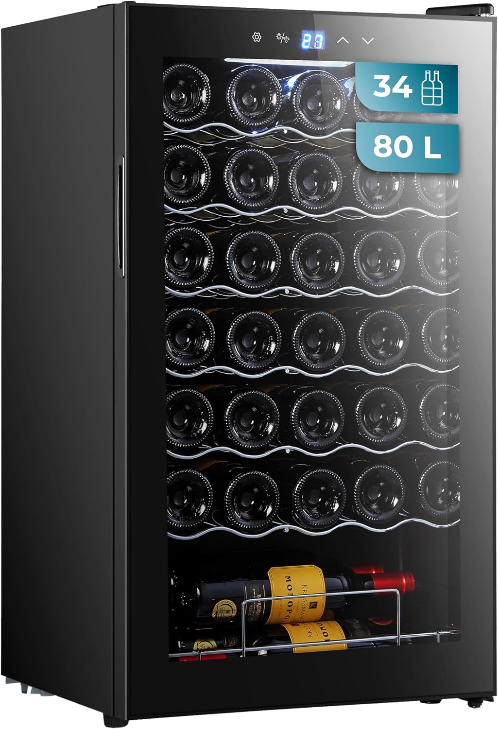 Cecotec, Wolnostojące chłodziarki do wina, 80 l, Czarny, oświetlenie LED