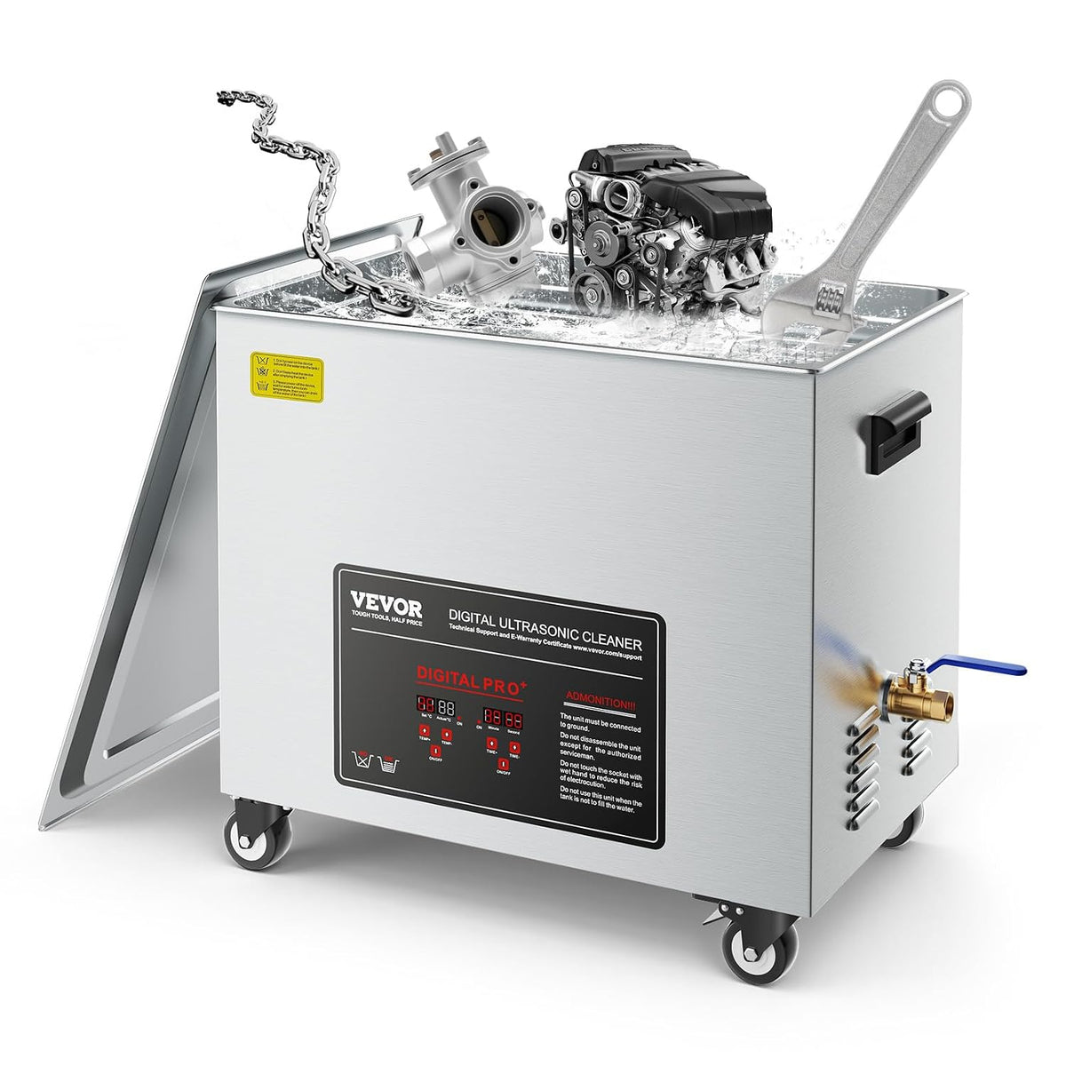 VEVOR, Środki czyszczące laboratoryjne, 50 l, 840 W, 80 dB, Srebrny, stal nierdzewna