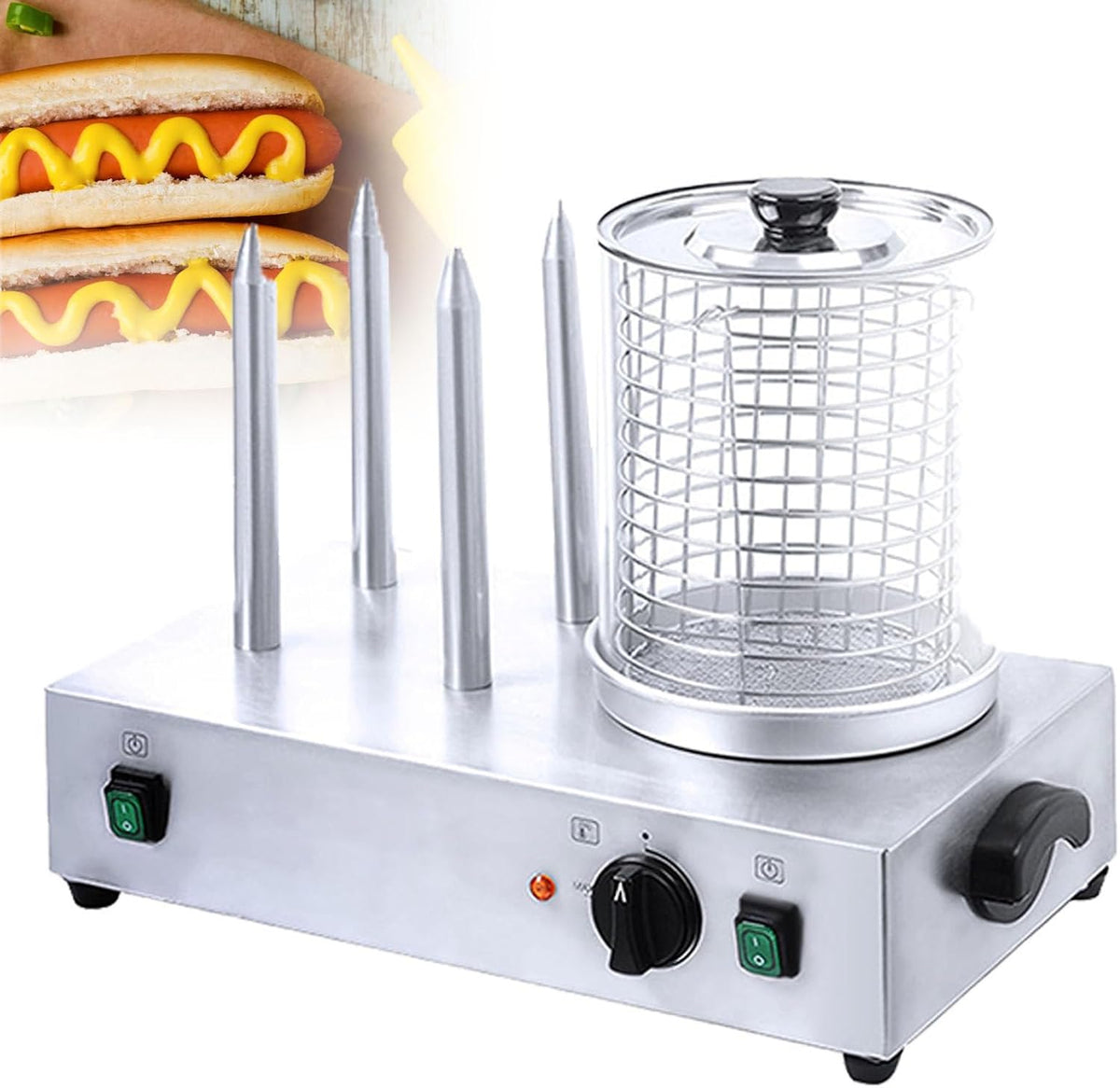 Cashwise, Aparatura do hot dogów, Czarny / Srebrny, funkcja grilla