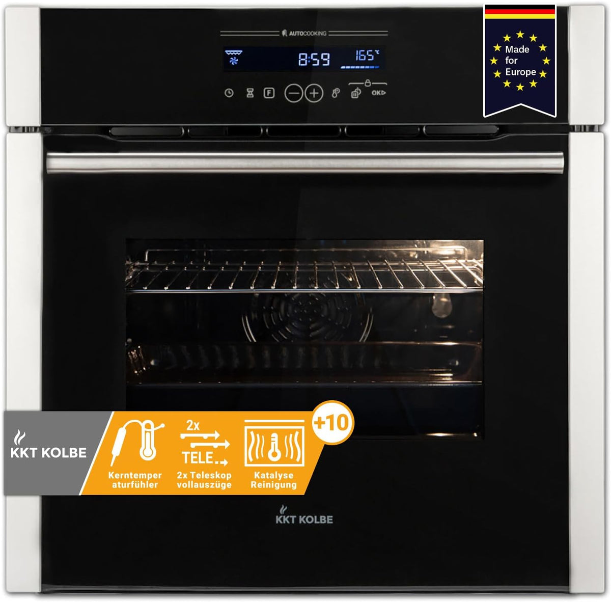 KKT KOLBE, Piekarnik do zabudowy, EB8016ED, 60 cm, 70 l, 2 kW, Czarny / Srebrny, funkcja grilla