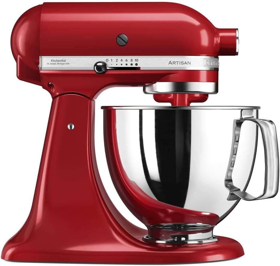 KitchenAid, Robot kuchenny, 8 l, 1 kg, Srebrny / Czerwony, stal nierdzewna