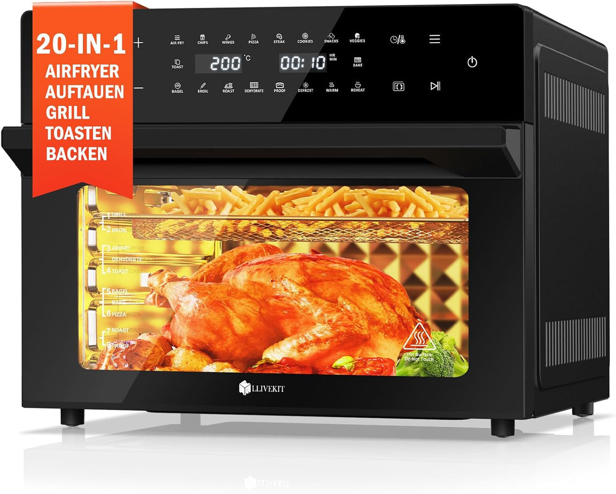 LLIVEKIT, Frytkownica beztłuszczowa, C-230, 30 l, 33 cm, 3.5 kg, Czarny