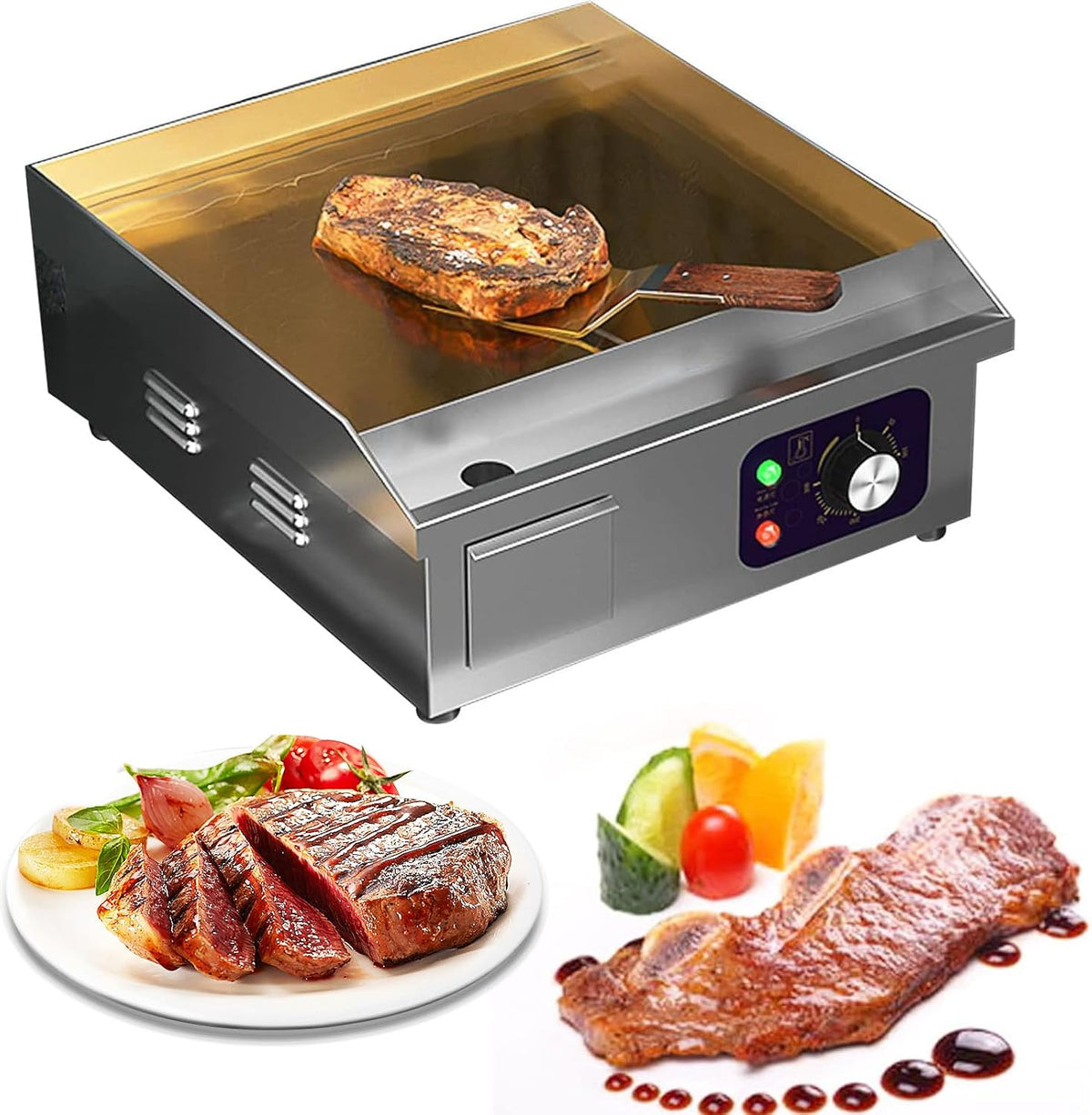 Planchas Teppanyaki, F-572, RUYICZB, 360x300x8 mm, 220 V, 1500 W, Srebrny, stal nierdzewna, funkcja grilla
