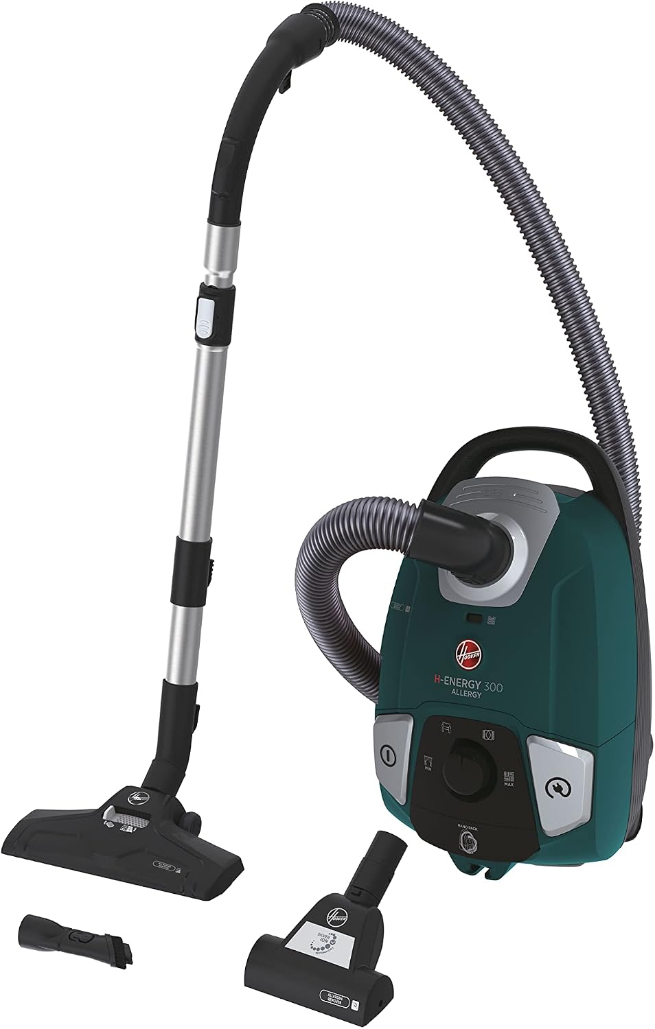 Odkurzacz, Hoover, 3,5 l, 24,4 x 43,2 x 27,5 cm, 2 W, Zielony/Srebrny/Czarny, filtr HEPA, 2 w 1