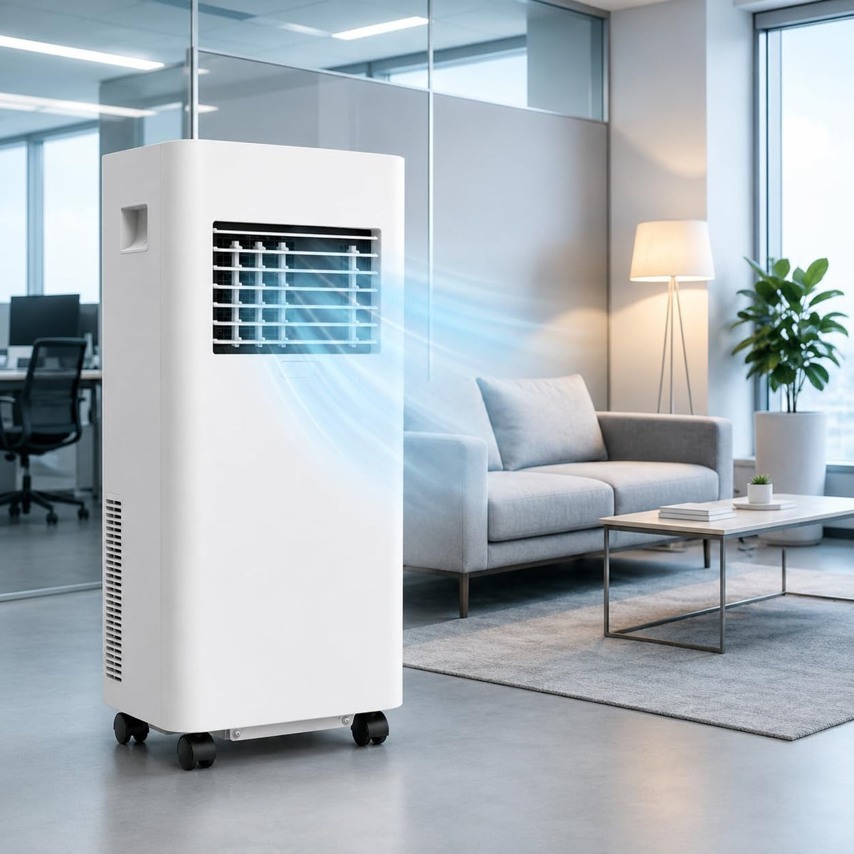 MIRRSSET, Klimatyzator przenośny, 500 W, 20 m, 5 l, Czarny, oświetlenie LED