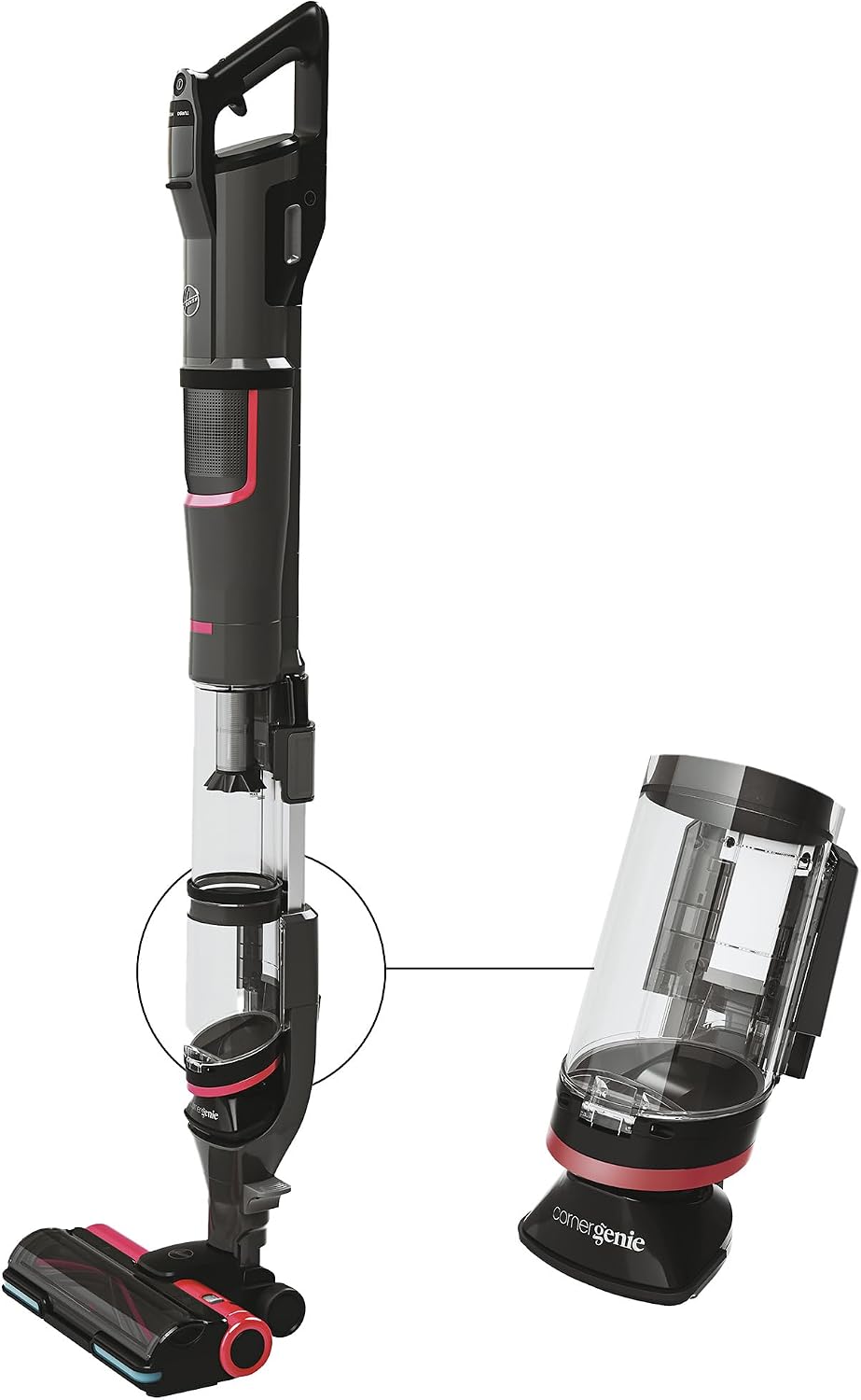 Hoover, Odkurzacz, 120 m, 2 W, Czarny/Szary/Czerwony, oświetlenie LED, praca bezprzewodowa, 2 w 1