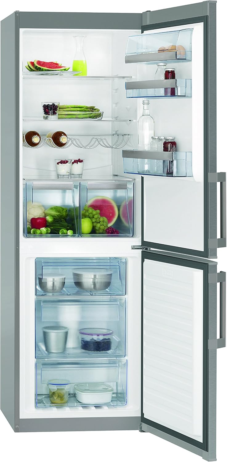 AEG, Lodówka, 226 l, 5 cm, Srebrny, stal nierdzewna, No Frost