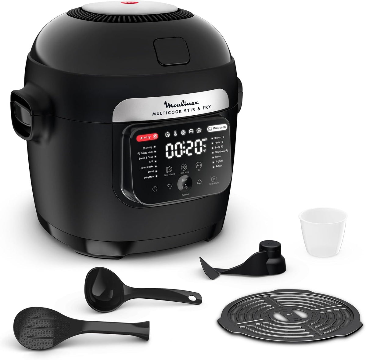 Frytkownica beztłuszczowa, Moulinex, 6 l, Czarny, funkcja grilla