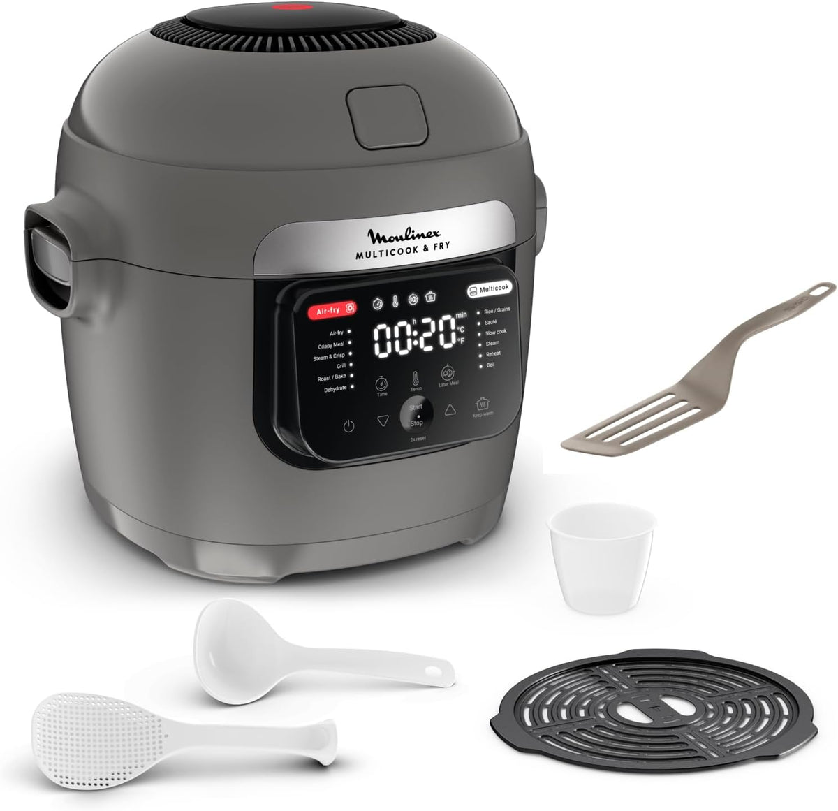 Moulinex, Frytkownice beztłuszczowe, YY5553FB, 6 l, Szary, funkcja grilla