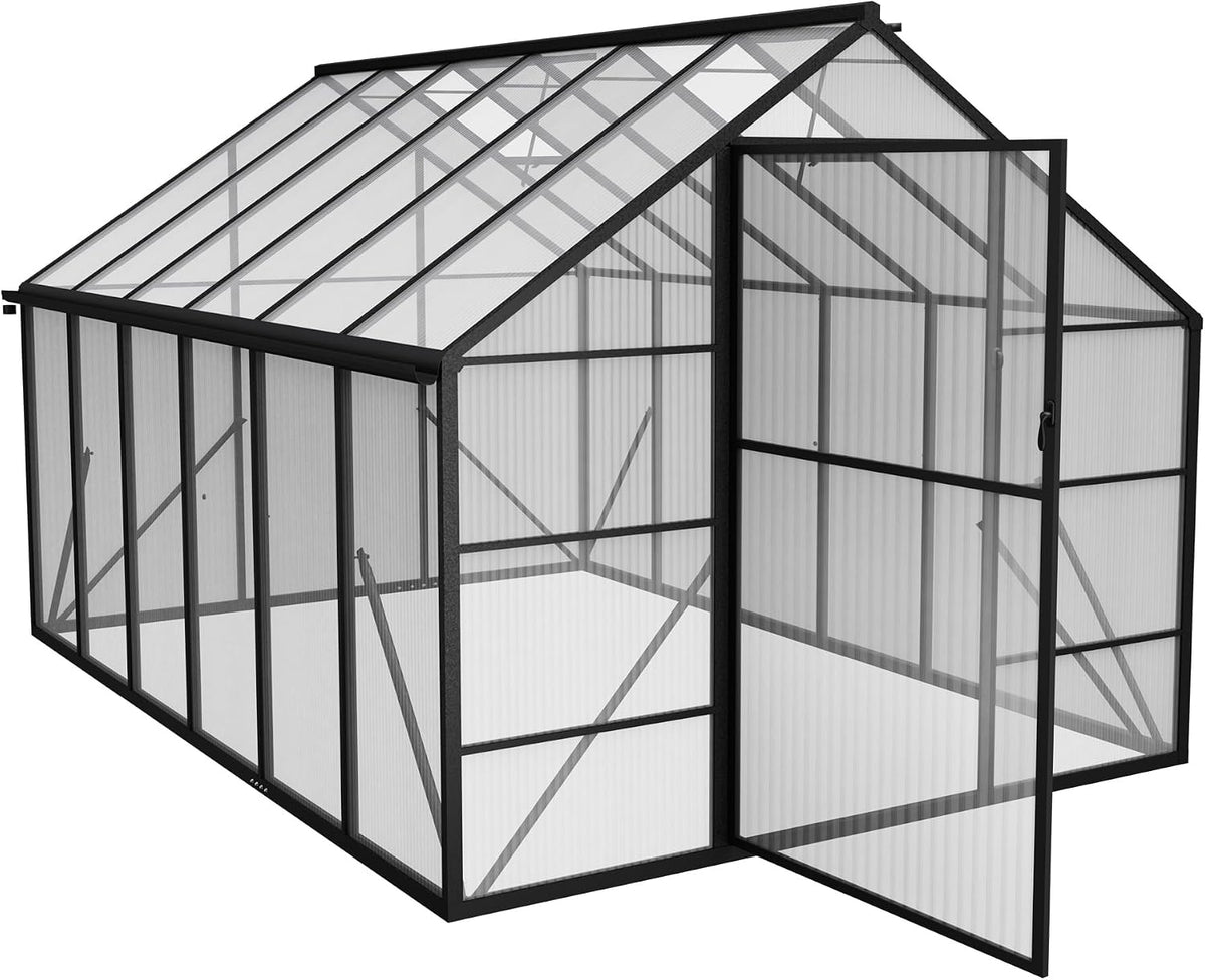 PEILU, Szklarnie, 380 x 250 x 205 cm, Czarny/Przezroczysty, aluminium