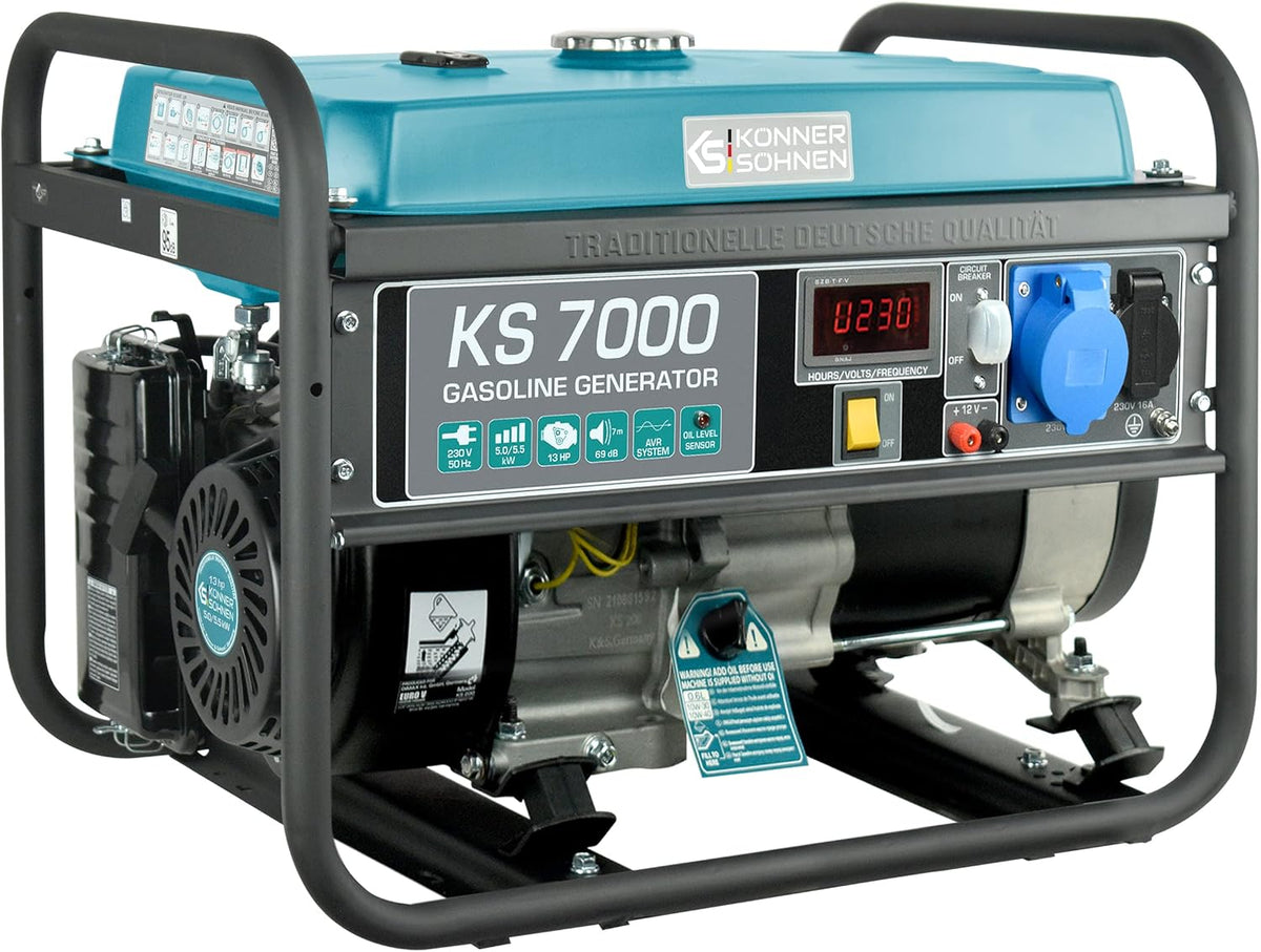 K&S Könner&Söhnen, Agregatory, 5500 W, 230 V, Czarny/Niebieski/Srebrny, oświetlenie LED