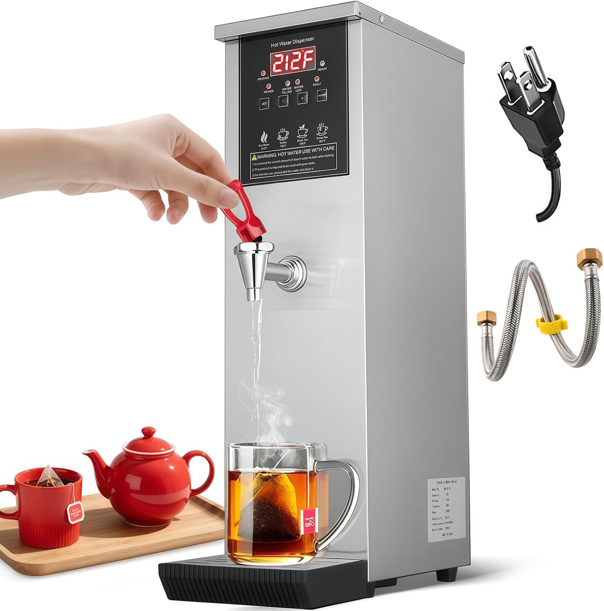 CAZACHEF, Dystrybutory gorącej wody, 1500 W, 25 l, 283,5 g, Srebrny, stal nierdzewna