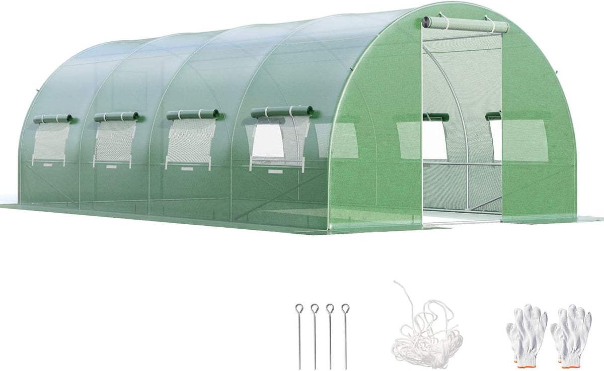 GOPLUS, Szklarnie, 6 x 3 x 2 m, 34,5 kg, Zielony, metal, odporność na warunki atmosferyczne